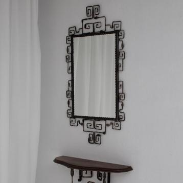 Vintage 1970s Iron Mirror and Console Set beschikbaar voor biedingen