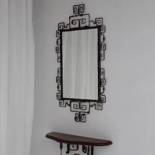 Vintage 1970s Iron Mirror and Console Set, Huis en Inrichting, Woonaccessoires | Spiegels, Gebruikt, 50 tot 75 cm, Minder dan 100 cm