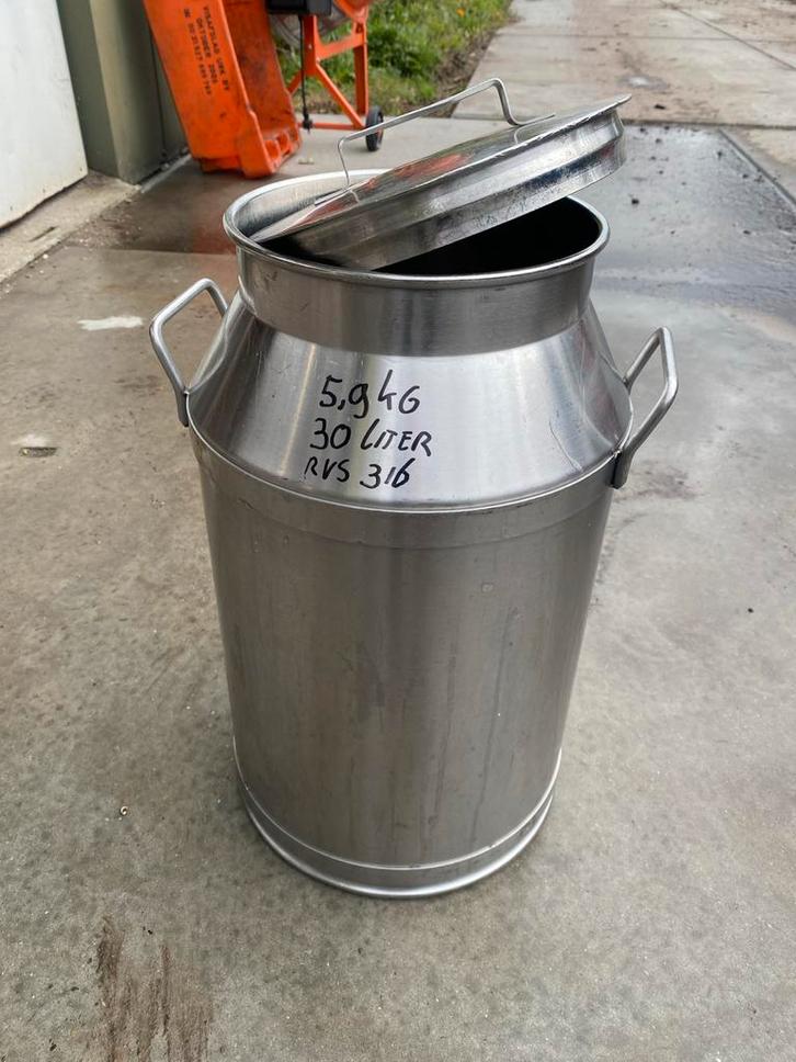 RVS Melkbus / Emmer - 30 Liter, Huis en Inrichting, Emmers, Gebruikt, RVS, Met deksel, Ophalen of Verzenden