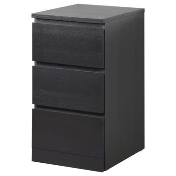 Ikea Malm Ladekast 3 Lades Zwart - Zwartbruin beschikbaar voor biedingen