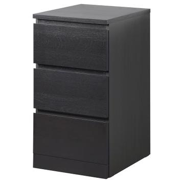 Ikea Malm Ladekast 3 Lades Zwart - Zwartbruin - afbeelding 1