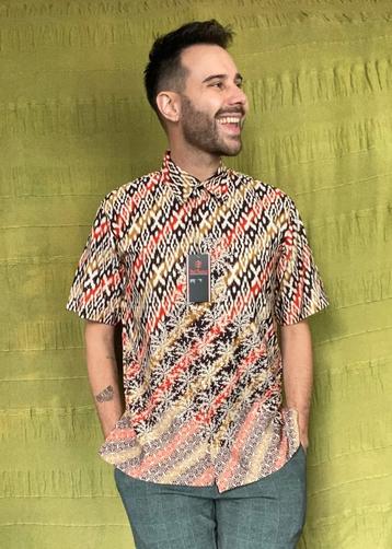 Vintage overhemd / shirt / print / medium / large / geel  beschikbaar voor biedingen