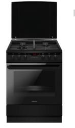 Zwart gasfornuis nieuw met wok em timer hete lucht oven, Minder dan 85 cm, Hete lucht, Nieuw, Energieklasse A of zuiniger