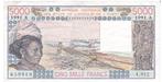 Ivoorkust (West-Afrikaanse Staten), 5000 Francs, 1991, Postzegels en Munten, Bankbiljetten | Afrika, Los biljet, Ophalen of Verzenden