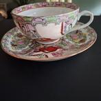Vintage Macau Rose Medallion Theekop & Schotel, Antiek en Kunst, Ophalen