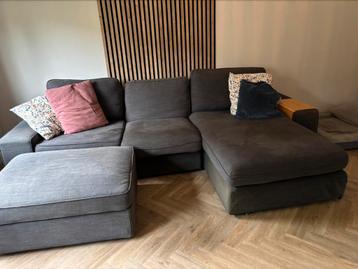 Ikea Kivik 3 zitsbank met chaise longue plus opberg hocker - afbeelding 2