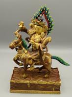 Zeldzaam Palden Lhamo beeld (2-delig) – Nepal lost-wax 28 cm, Verzamelen, Religie, Ophalen of Verzenden, Zo goed als nieuw, Beeld(je)