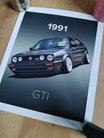 Canvas poster golf GTI 1991, Minder dan 50 cm, Nieuw, Ophalen of Verzenden, Foto of Poster