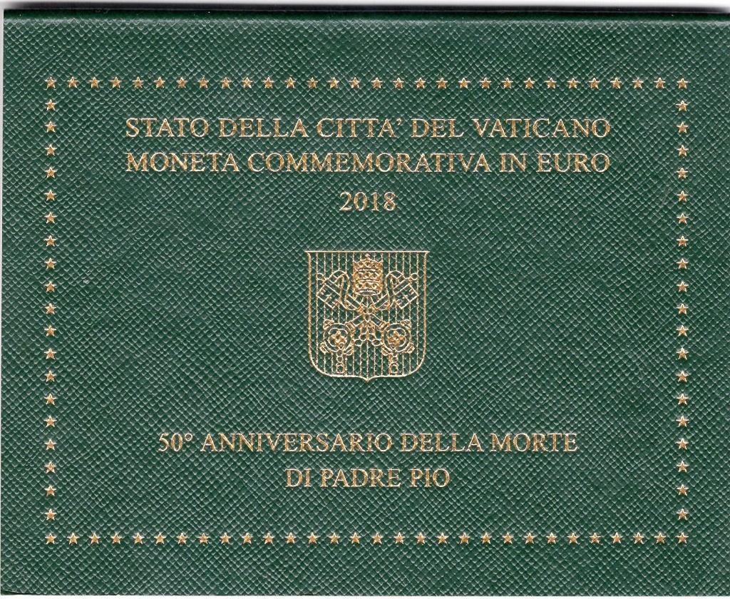 2 Euro Vaticaan 2018 in BU Blister - Pater Pio, Verzenden, Vaticaanstad, 2 euro, Losse munt