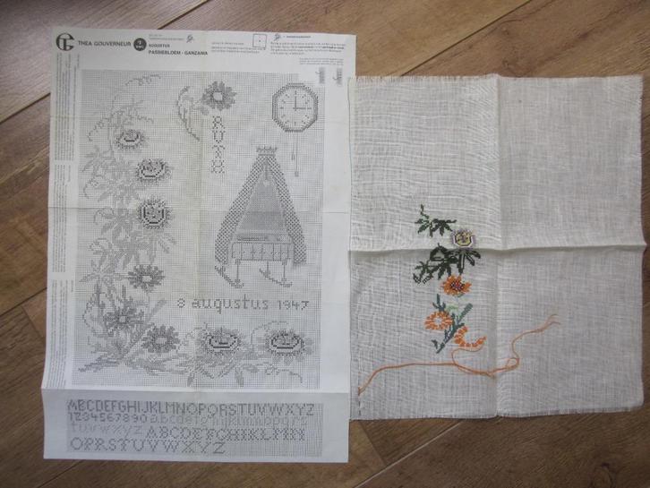 Thea Gouverneur origineel borduur telpatroon Passiebloem Gan, Hobby en Vrije tijd, Borduren en Borduurmachines, Gebruikt, Patroon