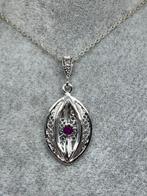 Zilveren set met robijnen (oorbellen hanger en ring), Sieraden, Tassen en Uiterlijk, Kettinghangers, Nieuw, 5646JA, Info@zilverenedelstenen.nl