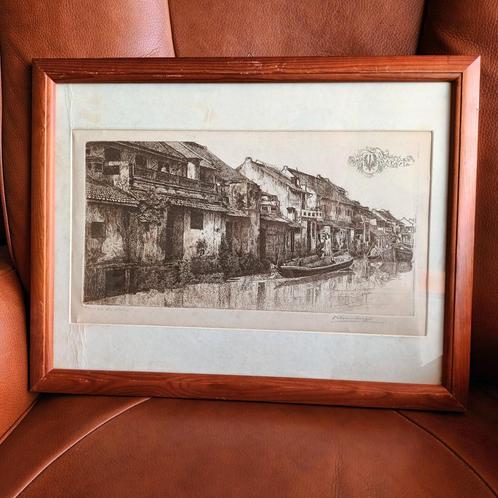 Dirk Homberg (1885-1952), ets, Bali, Indonesië, oud Batavia, Antiek en Kunst, Kunst | Etsen en Gravures, Ophalen of Verzenden