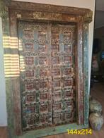 Antieke Indiase teak houten deuren met kozijn, Antiek en Kunst, Ophalen