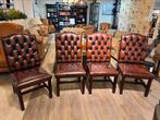 4x Engelse Springvale chesterfield eetkamer stoelen rood, Ophalen of Verzenden, Zo goed als nieuw, Rood