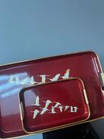 HILAC JAPAN VINTAGE MID CENTURY ROOD / ZWART DIENBLADEN SET, Ophalen of Verzenden, Zo goed als nieuw, Rechthoekig, Kunststof