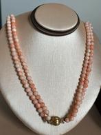 tweerijige angelskin koraalketting met 18 karaat gouden slot, Sieraden, Tassen en Uiterlijk, Kettingen, Ophalen of Verzenden, Zo goed als nieuw
