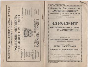AMERSFOORT - concert programmaboekje uit 1925 beschikbaar voor biedingen