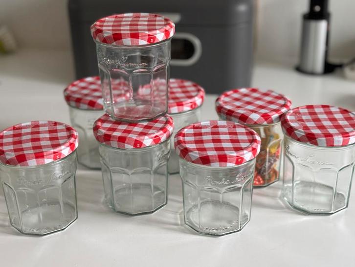 Bonne Mamam jampotten (10), Huis en Inrichting, Keuken | Potten en Pannen, Gebruikt, Pot, Bus of Blik, Ophalen