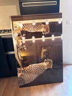 Glazen Schilderij - Luipaard Make-up Tafel 80x120, Ophalen, Zo goed als nieuw, Schilderij, 75 tot 100 cm