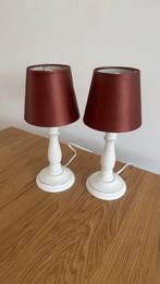 2x Xenos Witte Houten Tafellampen met Bruine Kap, Ophalen, Zo goed als nieuw, Hout, Minder dan 100 cm