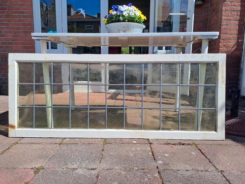 Oude glas in lood ramen 2 stuks begin 1900 afm. 153 x 60 cm., Doe-het-zelf en Verbouw, Glas en Ramen, Gebruikt, Gevelraam of Ruit