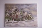 Schilderij wintertafereel Gortershoek Zaandijk, Antiek en Kunst, Kunst | Schilderijen | Klassiek, Ophalen of Verzenden
