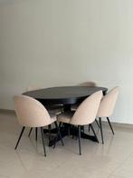 Uitschuifbare Eettafel Zwart rond of ovaal, Ophalen, Overige materialen, 100 tot 150 cm, Rond