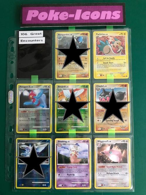 2008 Great Encounters (106 set), Hobby en Vrije tijd, Verzamelkaartspellen | Pokémon, Zo goed als nieuw, Meerdere kaarten, Foil
