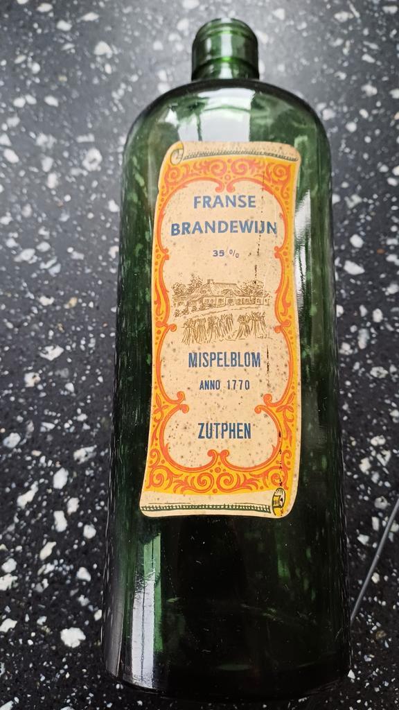 Oude fles Franse Brandewijn Mispelblom Zutphen, Antiek en Kunst, Antiek | Glas en Kristal, Ophalen of Verzenden