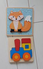 Twee houten puzzels - peuter - vos en trein, Kinderen en Baby's, Speelgoed | Kinderpuzzels, Ophalen of Verzenden, Zo goed als nieuw