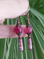 Paarse Agaat Oorbellen met sea sediment#4036, Overige materialen, Hangers, Verzenden, Paars