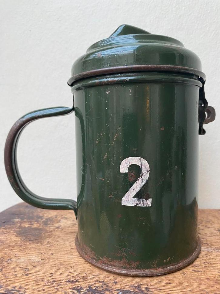 Antieke collectebus - Groen emaille!, Antiek en Kunst, Antiek | Emaille, Ophalen of Verzenden