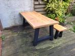 Tuintafel douglas/lariks hout met stalen A frame. Boomstam, Niet ingevuld, Niet ingevuld, Nieuw, Ophalen of Verzenden