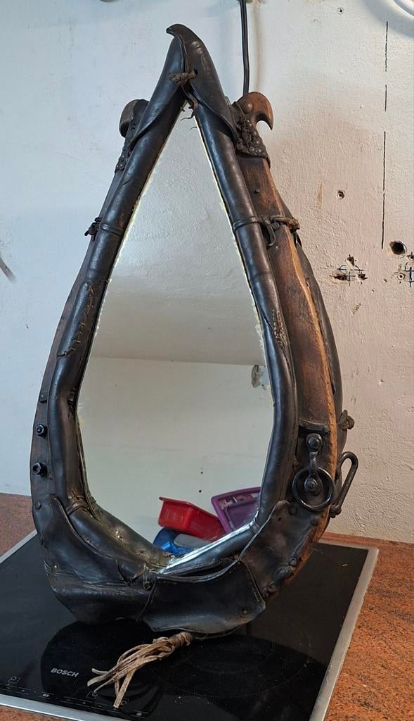 Oude decoratieve haam met spiegel, Ophalen of Verzenden, Rechthoekig, Minder dan 50 cm