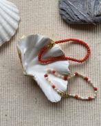 Armband antiek bloedkoralen Biwa pareltjes, Ophalen of Verzenden, Zo goed als nieuw, Goud