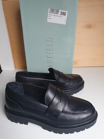 Manfield leren chunky loafers, zwart, maat 39, NIEUW