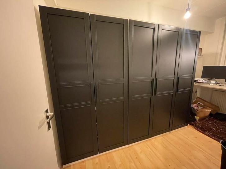 3 zwarte Pax kasten, Huis en Inrichting, Kasten | Kledingkasten, Zo goed als nieuw, 200 cm of meer, 50 tot 75 cm, Met deur(en)