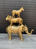 zebra/leeuw/olifant (goud/zwart) 35hoog 30breed/Nieuw!, Verzamelen, Beelden en Beeldjes, Ophalen of Verzenden, Nieuw, Dier
