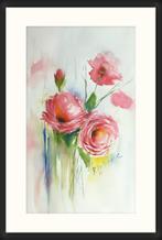 Kunstprint van Roze Rozen met galerielijst en passepartout, Verzenden