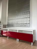 IKEA BESTA - Retro Tv meubel met lades, rood gelazuurd, Huis en Inrichting, Ophalen, 150 tot 200 cm, Zo goed als nieuw, Minder dan 100 cm