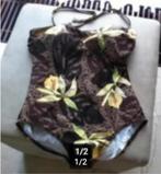 Dames badpak bruin/geel elastisch mt L, Kleding | Dames, Badmode en Zwemkleding, Ophalen of Verzenden, Zo goed als nieuw, Zwart