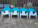 4 Loungestoelen Tuinstoelen, Ophalen, Gebruikt, Kunststof, Stapelbaar