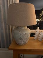 Landelijke schemerlamp taupe, Huis en Inrichting, Lampen | Lampenkappen, Ophalen, Zo goed als nieuw, Rond, 50 cm of meer
