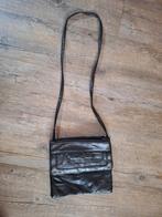 Zwart Leren Schoudertasje Vintage tas tasje handtasje, Ophalen of Verzenden, Zo goed als nieuw, Zwart, Schoudertasje