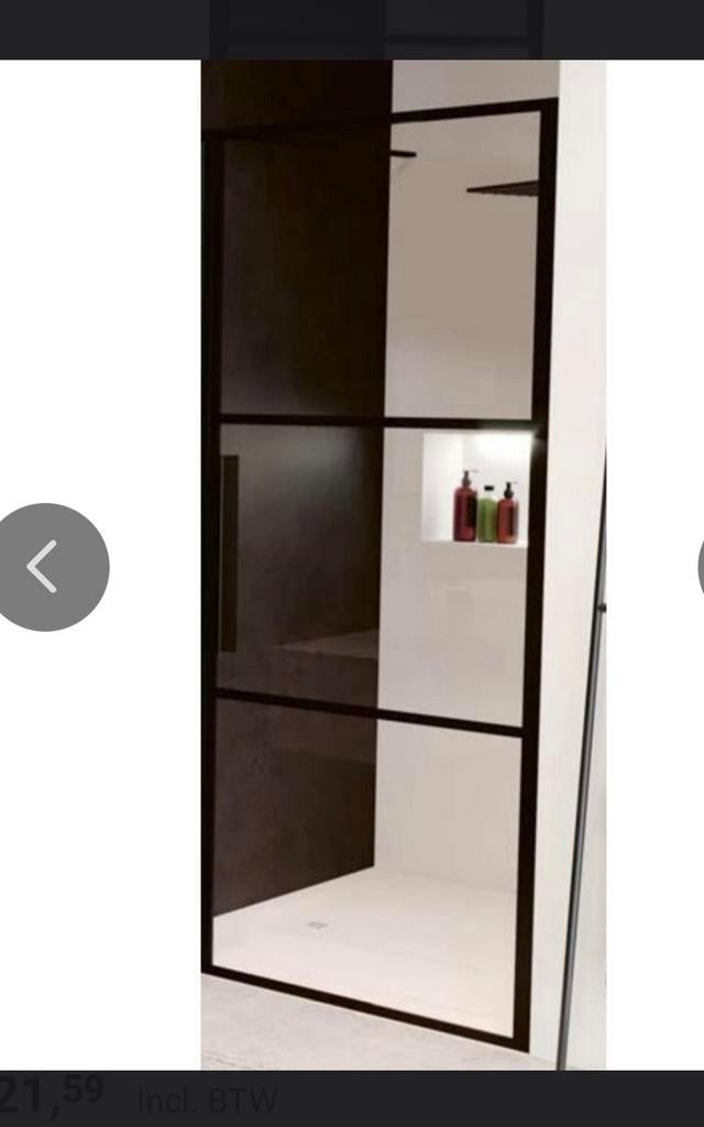 Riho Grid Douchedeur Klapdeur 80x200 cm Zwart Helderglas, Ophalen, Nieuw, Glas, Douche