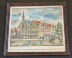 Antieke ingekleurde gravure St.Joris Capel en het Dolhuys, Ophalen of Verzenden