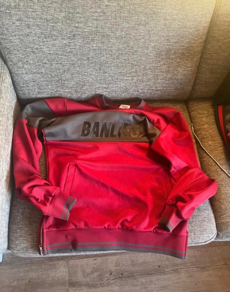 Banlieue shirt/trui - Rood met grijs, Kleding | Heren, Truien en Vesten, Ophalen, Zo goed als nieuw, Overige maten, Rood