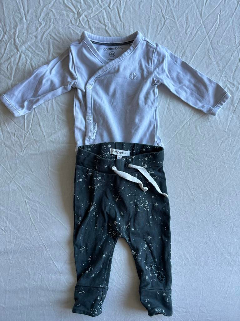 Noppies Baby Setje: Rompertje en Broekje Maat 44, Kinderen en Baby's, Babykleding | Prematuur, Ophalen of Verzenden, Zo goed als nieuw