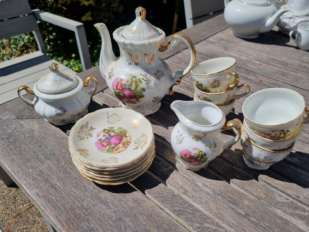 servies - theeservies, Huis en Inrichting, Keuken | Servies, Zo goed als nieuw, Kop(pen) en/of Schotel(s), Overige stijlen, Porselein