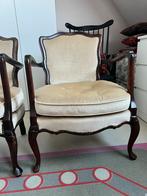 Set van 2 vintage fauteuils met crèmekleurige bekleding, Antiek en Kunst, Antiek | Meubels | Stoelen en Banken, Ophalen